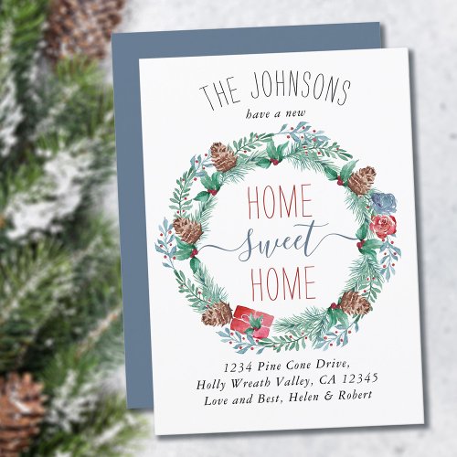 New Home Sweet Home for the Holidays Pine Wreath Announcement