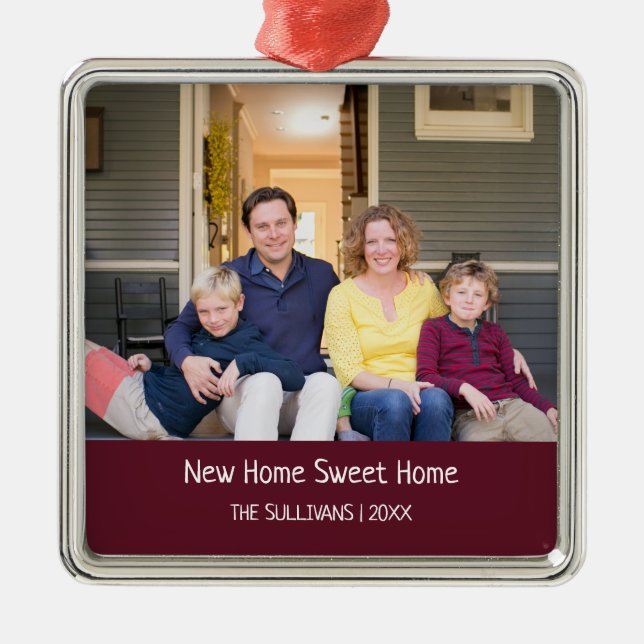New Home Sweet Home Photo Christmas Metal Ornament (Front)