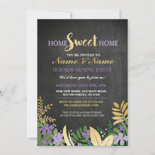 New Home Sweet House Warming ChalkBoard Key Invite