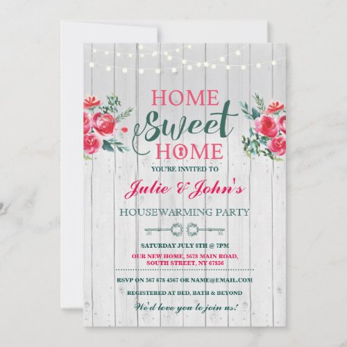 New Home Sweet House Warming Floral Key Invite