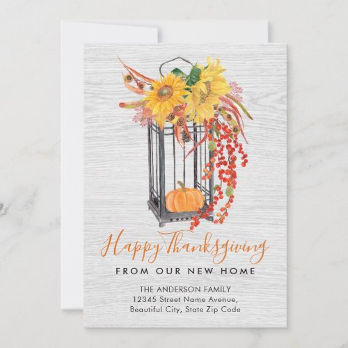 New Home Thanksgiving Floral Pumpkin Fall Moving Announcement