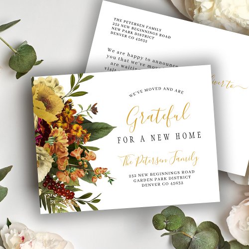 New home Thanksgiving holiday moving Announcement Postcard