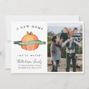 New Home Thanksgiving Pumpkin Photo Holiday Moving Announcement