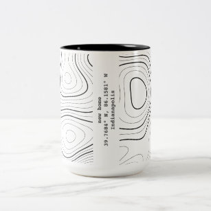 New Home Topography Coordinates House Warming Gift Two-Tone Coffee Mug