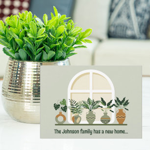 New Home Trendy Plants on Windowsill Modern Moving Announcement