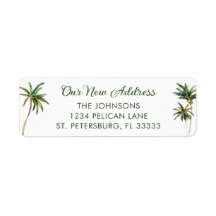 New Home Tropical Palm Trees Return Address Label