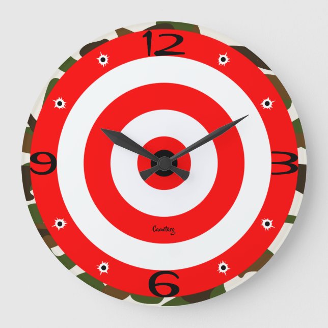 New Home Wall Room Timepiece Camo Target Bullets  Large Clock (Front)
