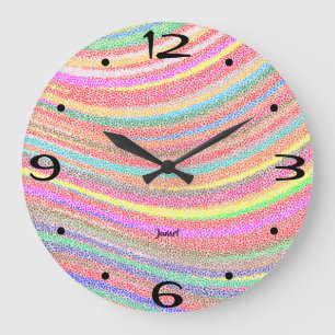 New Home Wall Timepiece Colorful Rainbow Swirl Large Clock