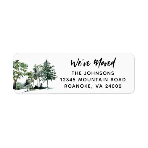 New Home Watercolor Forest Return Address Label