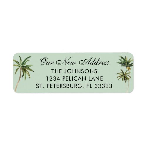 New Home Watercolor Palm Trees Return Address Label