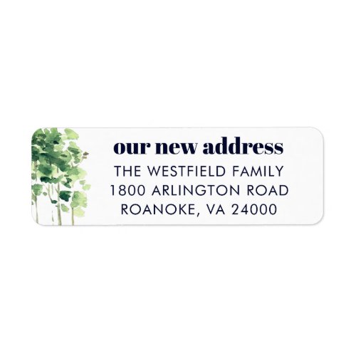 New Home Watercolor Trees Moving Return Address Label