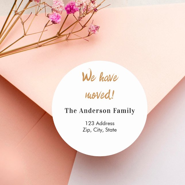 New home we have moved new address classic round sticker (Creator Uploaded)