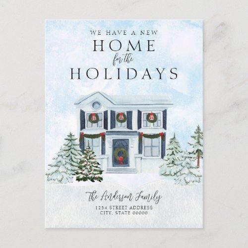 New Home We Moved Christmas Holiday Moving Announcement Postcard
