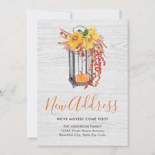 New Home Weve Moved Floral Pumpkin Fall Moving Announcement