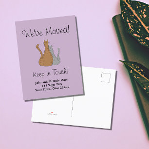 New Home We've Moved Tabby Cats Announcement Postcard