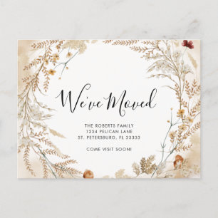 New Home Wildflower Foliage Wreath Moving Announcement Postcard