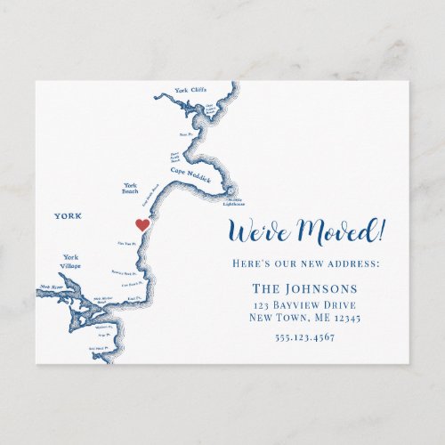 New Home York Maine Map Moving Announcement Postcard