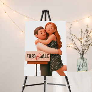 New Homeowner Closed Sold Real Estate Couple Graph Foam Board