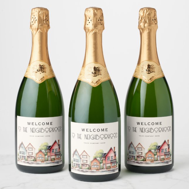 New Homeowner Welcome to the Neighborhood  Sparkling Wine Label (Bottles)