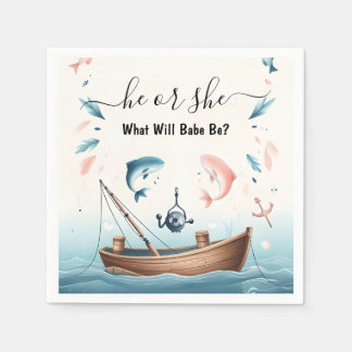New Hook Bait Fun Wood Fish Fishing Gender Reveal Napkins