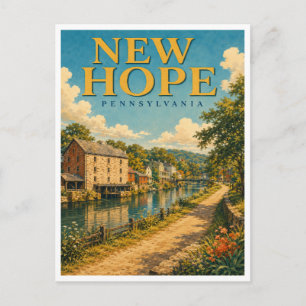 New Hope Pennsylvania Canal Towpath GeoSaga Postcard