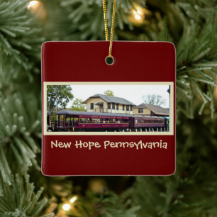 New Hope Train Station Ceramic Ornament