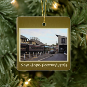 New Hope Train Station Ceramic Ornament