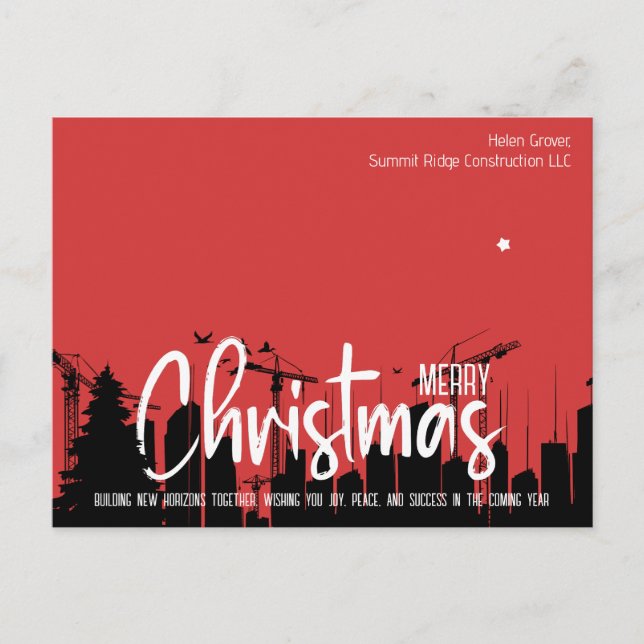 New Horizons Construction, Architect Firm X-Mas Holiday Postcard (Front)
