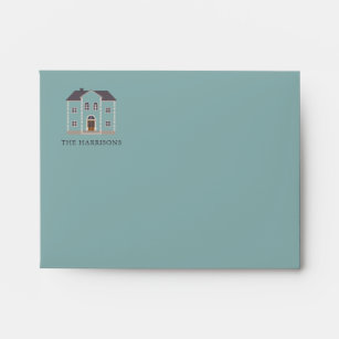 New House Change Of Address Personalized Teal Envelope