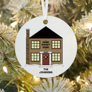 New House Christmas Metal Ornament
