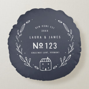 New house hand drawn floral design round pillow