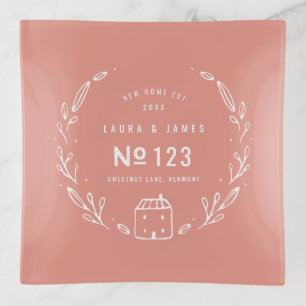 New house hand drawn floral design trinket tray