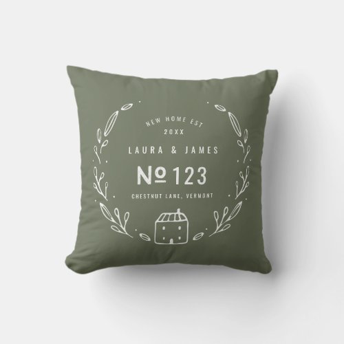 New house hand drawn floral throw pillow