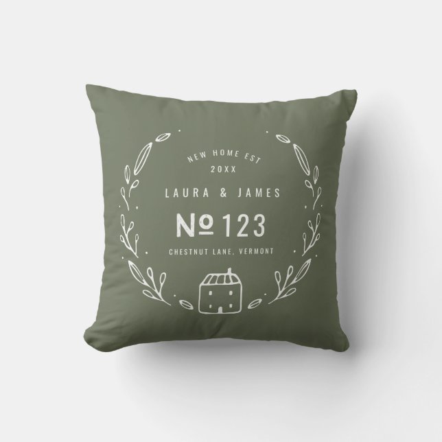New house hand drawn floral throw pillow (Front)