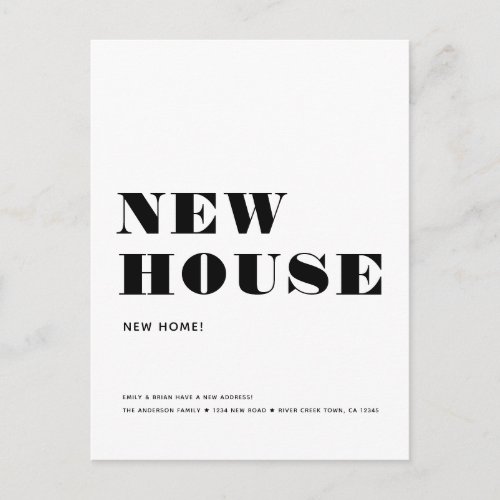  NEW HOUSE HOME Simple Modern Minimalist Moving Announcement Postcard