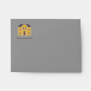 New House New Address Personalized Gray & Yellow Envelope