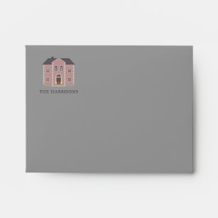 New House New Address Personalized Pink & Gray Envelope