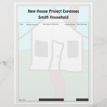 New House Project Expense Page by Lynnes_creations at Zazzle