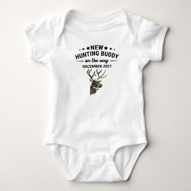 New Hunting Buddy Baby Announcement Bodysuit (Front)