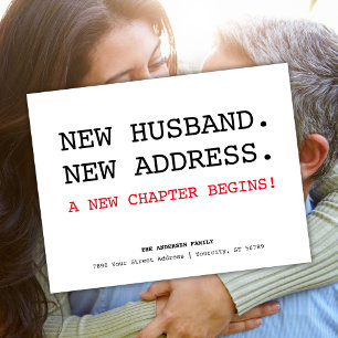 New Husband Address Simple Minimalist Moving Announcement Postcard