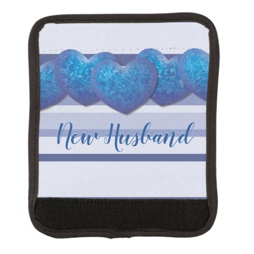 New Husband Blue Hearts  Luggage Handle Wrap