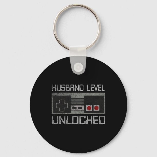 New Husband Level Unlocked Just Married Gamer Bach Keychain (Front)