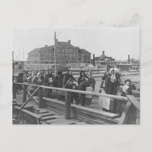 New Immigrants Landing at Ellis Island New York Postcard