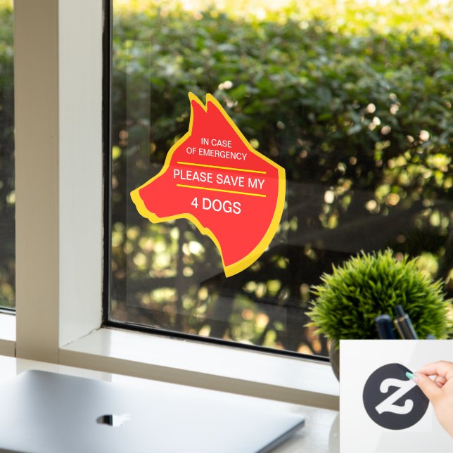 NEW! In Case of Emergency Save My 4 Dogs Cling (Office)