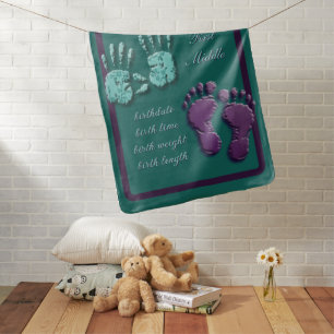 New Infant-hand n footprint Baby Blanket