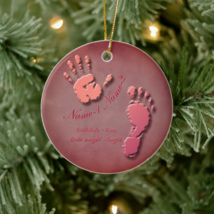 New Infant-hand n footprint Ceramic Ornament