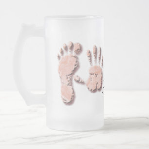 New Infant-hand n footprint Frosted Glass Beer Mug