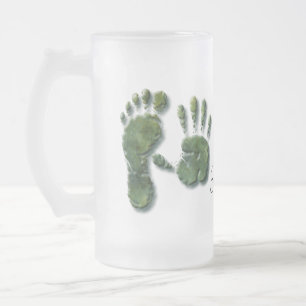 New Infant-hand n footprint Frosted Glass Beer Mug