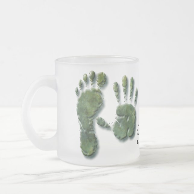 New Infant-hand n footprint Frosted Glass Coffee Mug (Left)