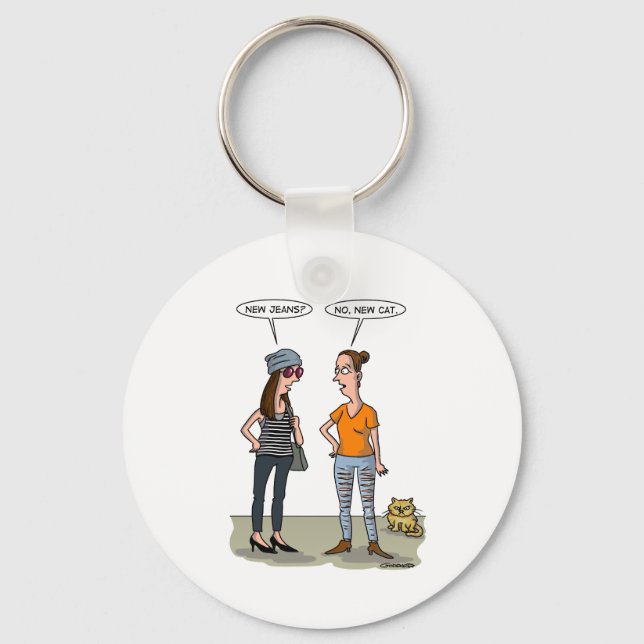 New jeans? No, new cat. Folded Greeting Card Keychain (Front)